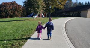 children walking in park