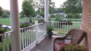 porch with white railing