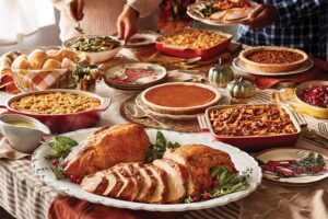 thanksgiving dinner on a table