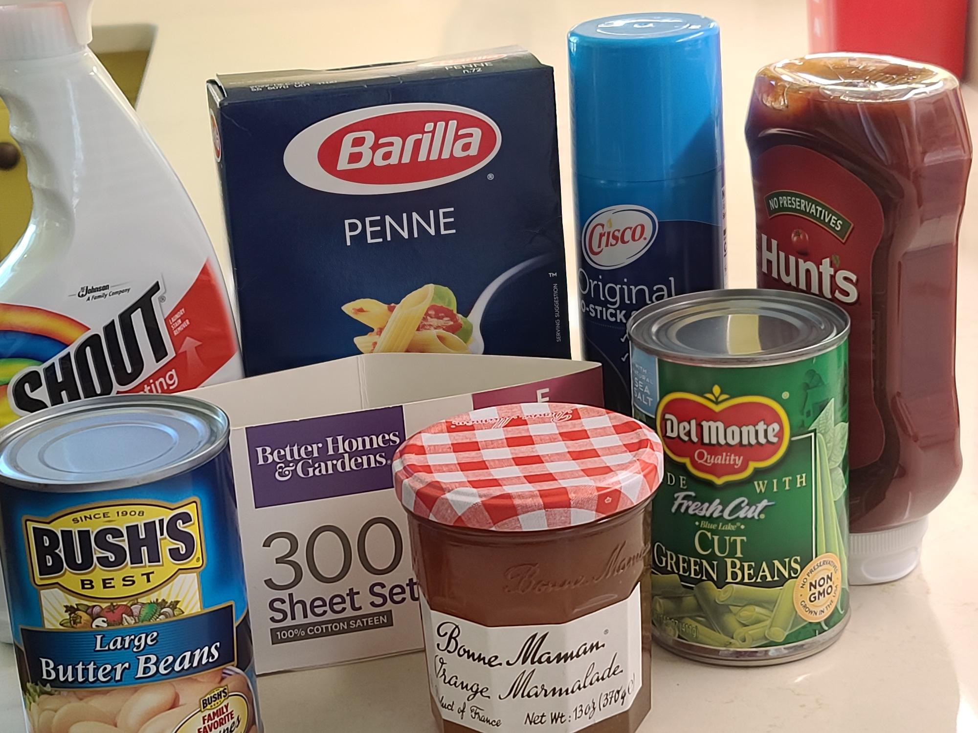 a group of various food products