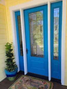 blue painted front door