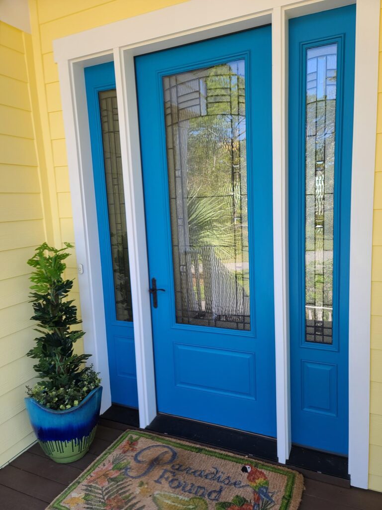 blue painted front door